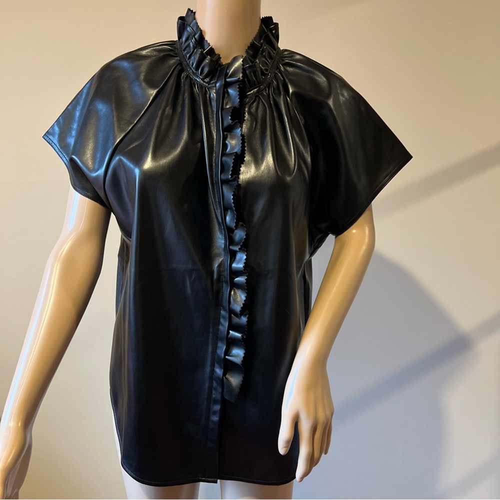 Sundays Black Flutter Sleeve Boxy Blouse